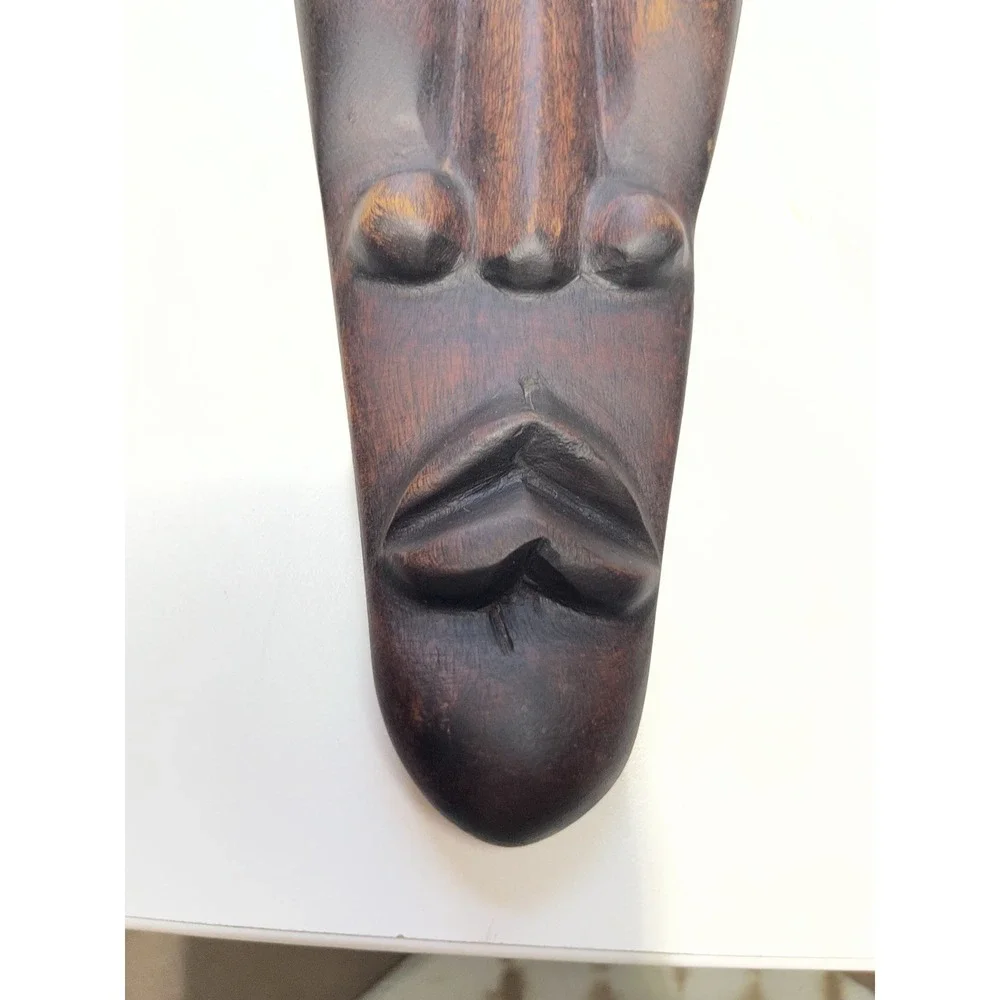 Vintage Carved Hard Wood African Style Mask Home Wall Decor 17